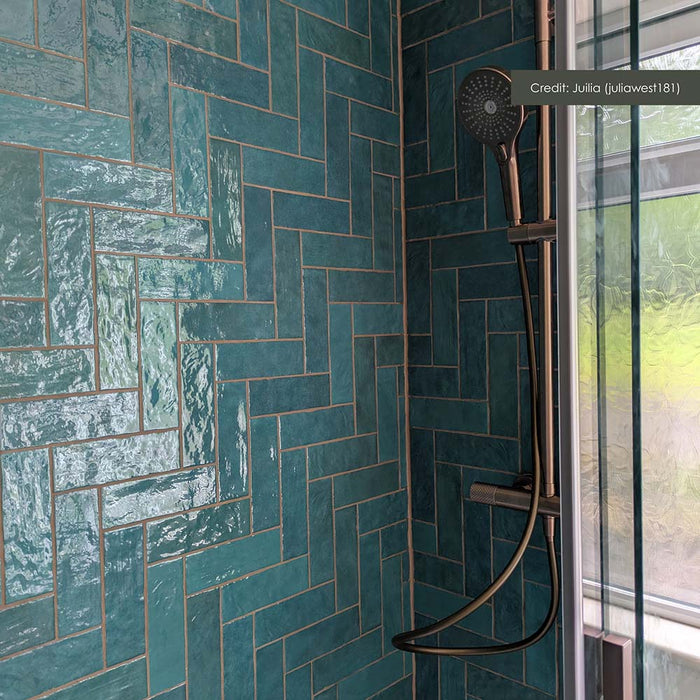 Zellij Peacock Green Brick | Moroccan Style | 6.5cm x 20cm