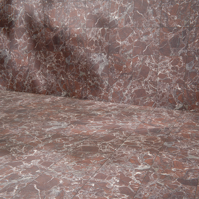 CUT TILE SAMPLE Grand Bazaar Levant Rouge Matt Marble Chequer Board Tiles | 30cm x 30cm