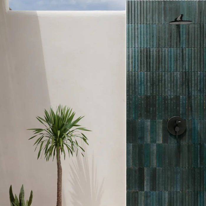 Mizu Tiles | Blue Tile | Fluted Decor | 6cm x 24cm | Porcelain