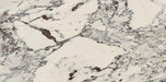 Flat lay of Maine Capraia Matt Marble 60 × 120cm porcelain tiles, showcasing a crisp white base with bold, sweeping grey veining and deeper tonal accents, creating a dramatic marble effect ideal for statement walls and floors.