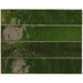 Flat lay of Malaga Tourmaline Green Brick 6.5 × 32.8cm gloss ceramic wall tiles, arranged to showcase rich green tonal variation, a reflective glossy finish, and softly irregular handcrafted detailing for a bold, characterful look.