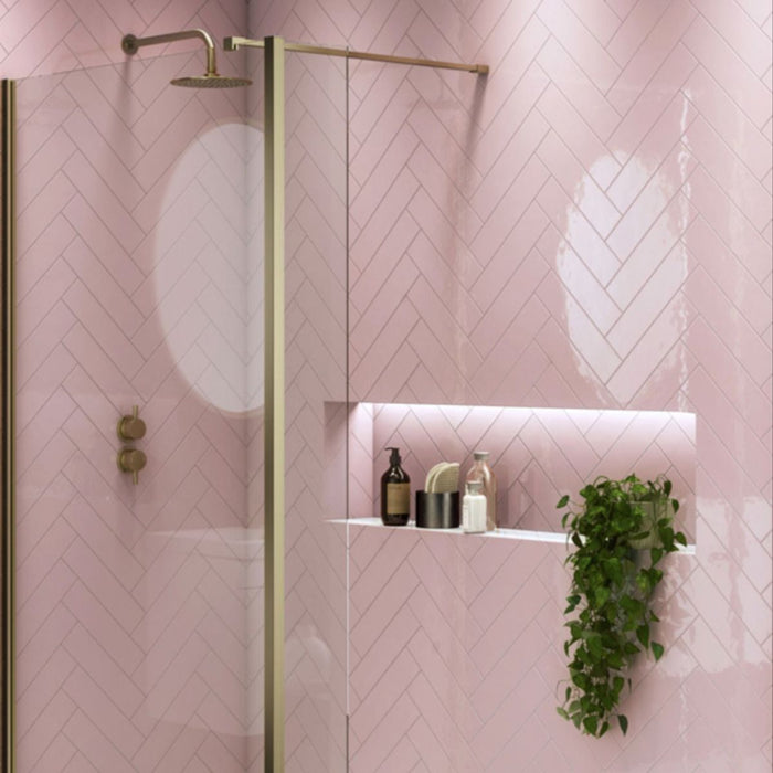 Manhattan Rose Pink Flat Gloss Metro Subway Tiles 7.5cm x 30cm