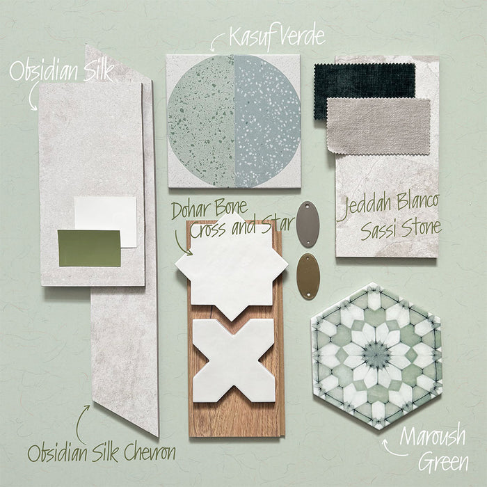 Maroush Green | Hexagon Moroccan Tile | 18.7cm x 21.6cm