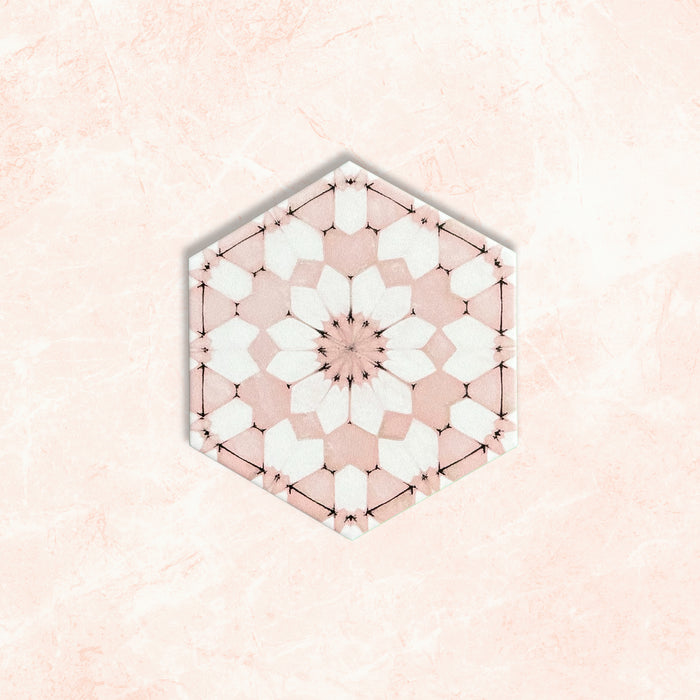 Maroush Dusty Pink | Hexagon Moroccan Tile | 18.7cm x 21.6cm