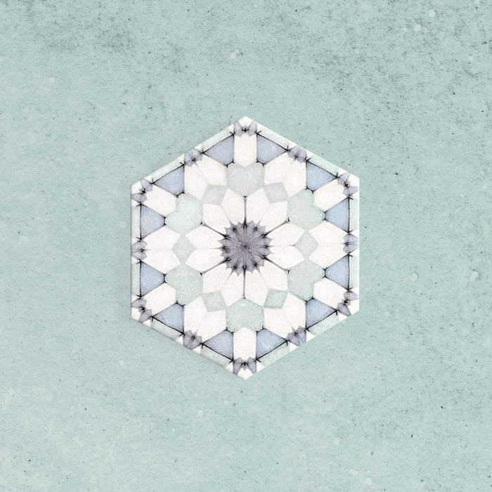 Maroush Frost Blue | Hexagon Moroccan Tile | 18.7cm x 21.6cm