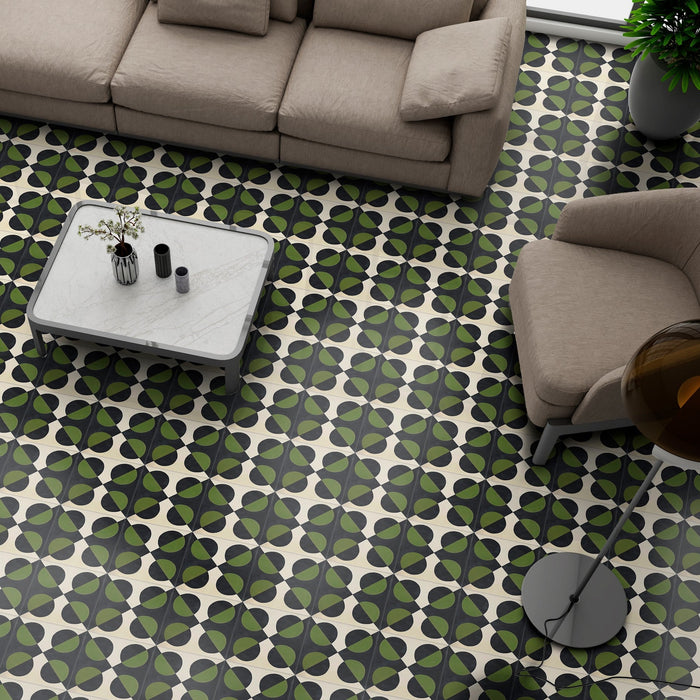 Geometry Illusion Verde Noir | 20cm x 20cm | Wall & Floor Tile