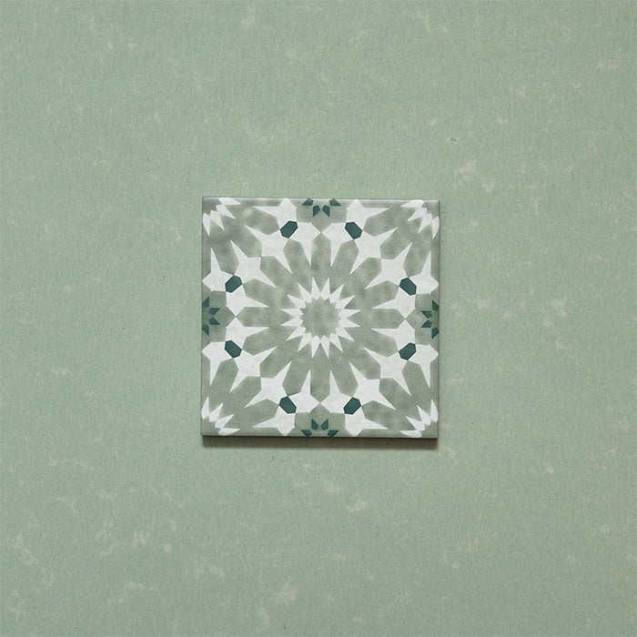 Fizaan Mini Jade Green Moroccan Pattern Tile 15cm x 15cm