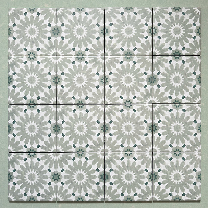 Fizaan Mini Jade Green Moroccan Pattern Tile 15cm x 15cm