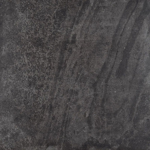 Product display of Obsidian Stone Nite 60x60cm stone-effect porcelain tiles in dark charcoal tones, featuring subtle veining, textured detailing and a realistic natural stone appearance with a matt finish.