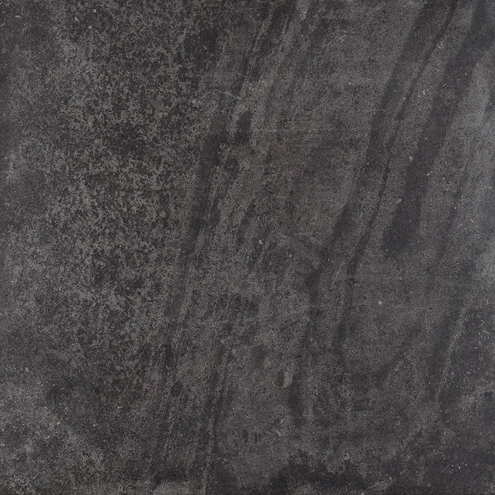 Product display of Obsidian Stone Nite 60x60cm stone-effect porcelain tiles in dark charcoal tones, featuring subtle veining, textured detailing and a realistic natural stone appearance with a matt finish.