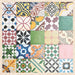 Fihrdos Patchwork Moroccan-style 20x20cm patterned porcelain tiles displayed as a full selection, showcasing a mix of colourful geometric and traditional decorative designs.