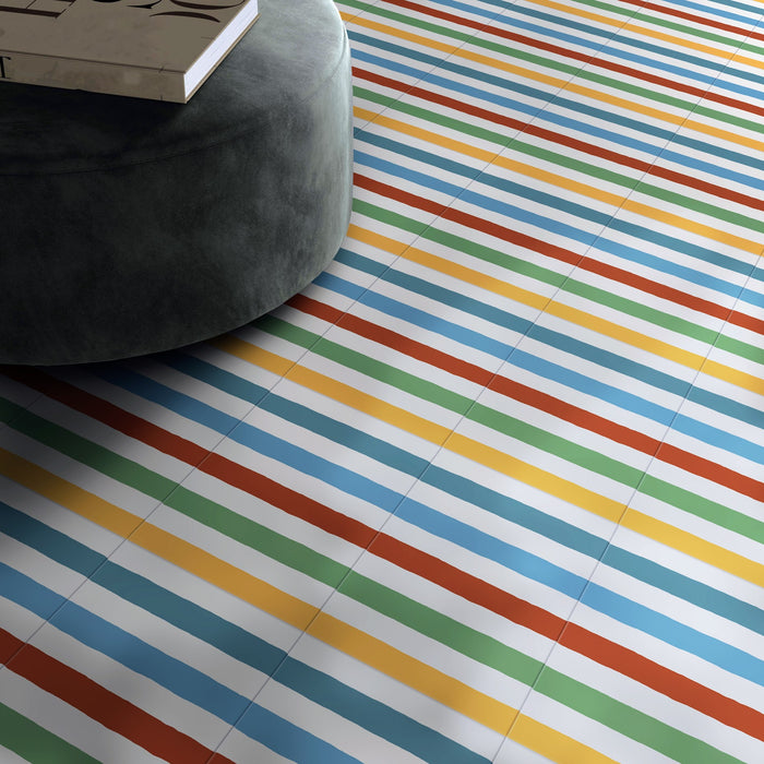 Stripes Rainbow Tile | Moroccan Tiles | 20cm x 20cm