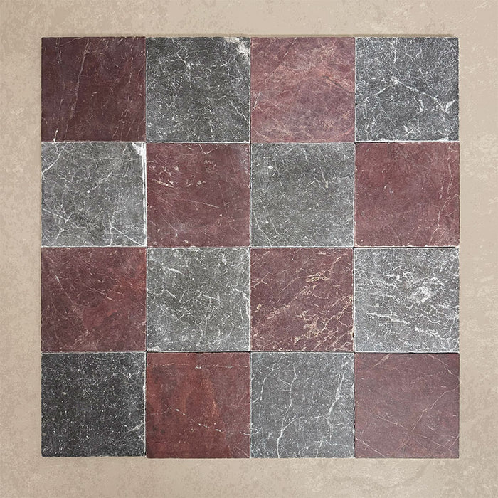 Fitzrovia Tumbled Claret Red Marble Tile | 15cm x 15cm
