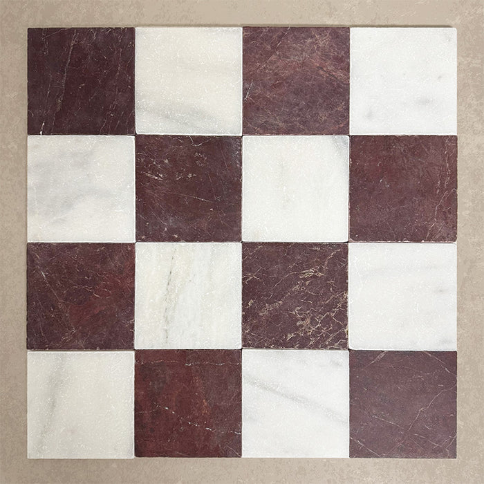 Fitzrovia Tumbled Claret Red Marble Tile | 15cm x 15cm