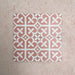 Iris Pink Victorian Moroccan-style 20x20cm patterned porcelain tiles arranged in a tiled group, showcasing a soft pink and white geometric design.