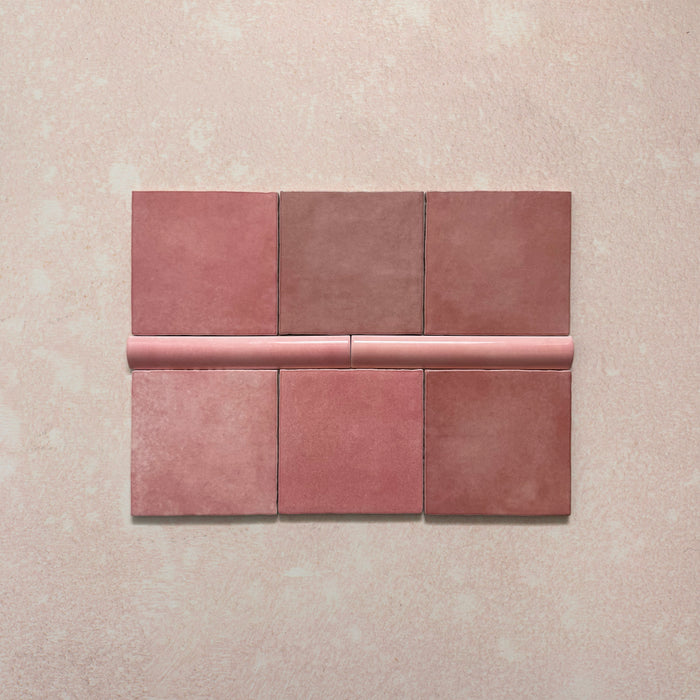 Zellij Rose Pink Bullnose | Moroccan Style | 3cm x 20cm