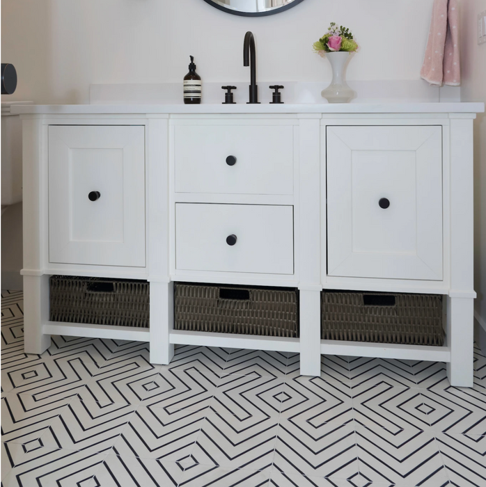 Alhambra Zig Zag Blanco Tiles | White | Moroccan Tiles | 20cm x 20cm | Wall & Floor Tiles