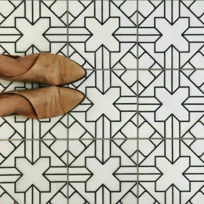 Alhambra Palacio Moroccan Tiles | Black & White | 20cm x 20cm | Wall & Floor Tiles