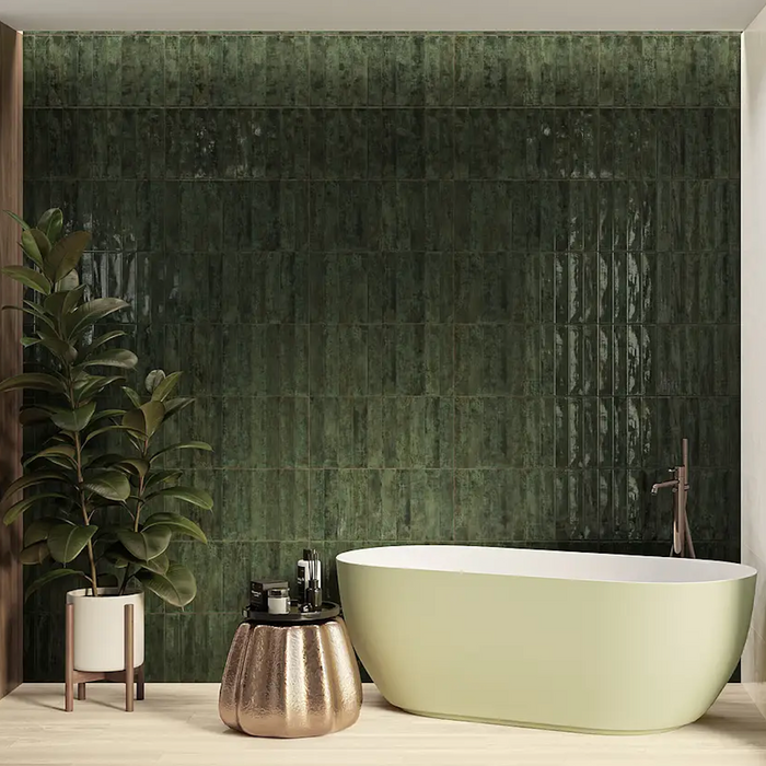 Mizu Tiles | Green Tiles | Wall & Floor Tiles | 6cm x 24cm | Porcelain