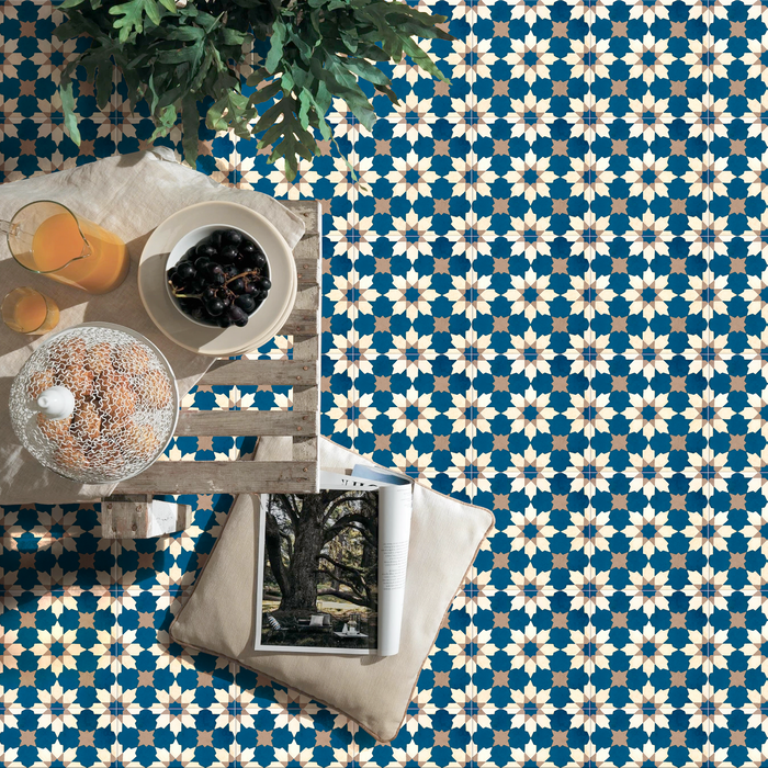 Mamounia Marina Tile | Blue & Silver | Moroccan Tiles | Wall & Floor Tiles | 20cm x 20cm