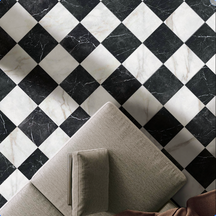 Haven Nero Classic Black Marble Style Chequerboard Tiles | 30cm x 30cm