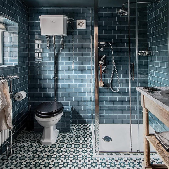 Finchley Crackle Tile | Glaze River | Blue | Metro Tile | 7.5 x 15cm