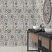 Bathroom interior featuring Sensei Flowers Decor 60 × 120cm porcelain wall tiles, styled with a vanity unit, twin basins, marble worktop, and soft botanical pattern for a delicate, nature-inspired finish.