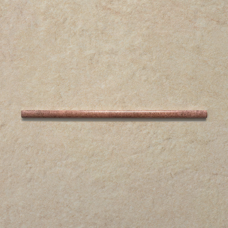 Izmir Tusk Rose Gloss Pencil Bullnose Border Tile 1.2x30cm — single bullnose piece. Finished in a warm blush glaze with natural tonal variation, this glossy border tile provides a soft, handcrafted edge detail that perfectly complements the Izmir Tusk Rose brick tiles. Ideal for creating a seamless, polished finish on walls and splashbacks.
