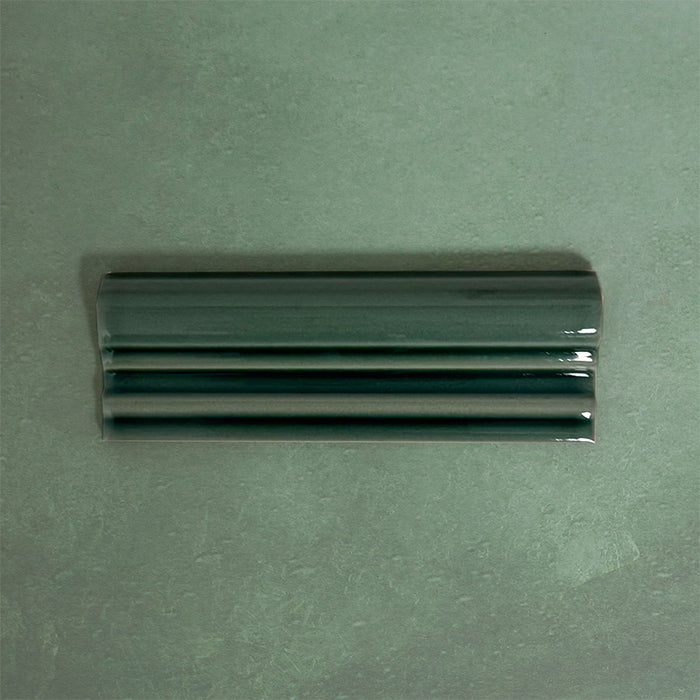 Finchley Golders Green ceramic dado trim tile in a 5 × 15cm format, featuring a crackle glaze finish that adds depth, texture and a decorative, classic detail to wall tile designs.