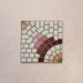 Cabana La Calle 20x20cm Moroccan-style ceramic tile shown as a single piece, featuring a mosaic-effect circular pattern in cream, pink, burgundy, green, and beige tones on a textured peach background