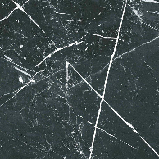 Calacatta Grand Nero Black marble-effect 50×50cm porcelain tile featuring a rich black base with bold white veining, designed for striking floors and walls in contemporary and classic interiors.