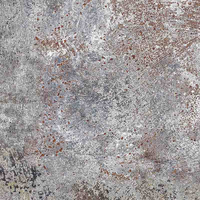 Boheme Sinora 60 × 60cm patterned porcelain tile featuring a rich blend of blue, grey and rust tones with layered, aged-effect detailing. Subtle patterning adds depth and texture for a bold, industrial-inspired finish.