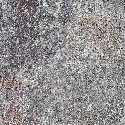 Boheme Sinora 60 × 60cm patterned porcelain tile featuring a rich blend of blue, grey and rust tones with layered, aged-effect detailing. Subtle patterning adds depth and texture for a bold, industrial-inspired finish.