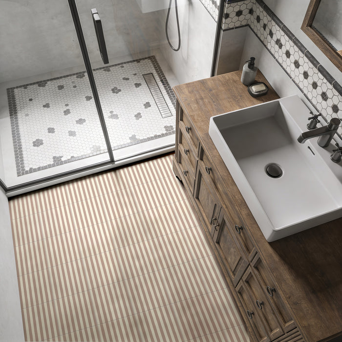 Skinny Stripes Rose Tile | Moroccan Tiles | 20cm x 20cm