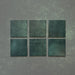 Zellij Gloss Green square Moroccan style tiles, 13.2cm x 13.2cm, rich deep green tones with natural shade variation, glossy glazed finish, handmade-look surface, square format laid out as individual tiles.