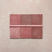 Zellij Rose Pink Square tiles with matching bullnose, 13.2cm x 13.2cm, Moroccan style square tiles shown with coordinating 3cm x 20cm bullnose trim, featuring warm rose pink tones, natural colour variation, softly uneven edges, and a glossy glazed finish for a handcrafted look.