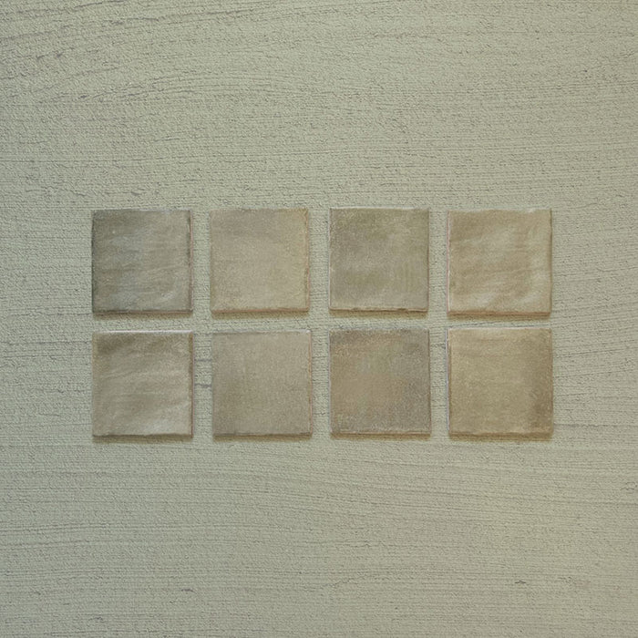 Zellij Weald Green Square Moroccan Style 10cm x 10cm tiles, square format in soft weald green with warm earthy undertones, gentle tonal variation, glossy glazed finish, and a handcrafted Moroccan-inspired design.