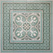 Decorative layout of Europa Toulouse 20x20cm Victorian Moroccan style tiles installed with coordinating border tiles, forming an ornate geometric floor design in green, grey and cream tones.