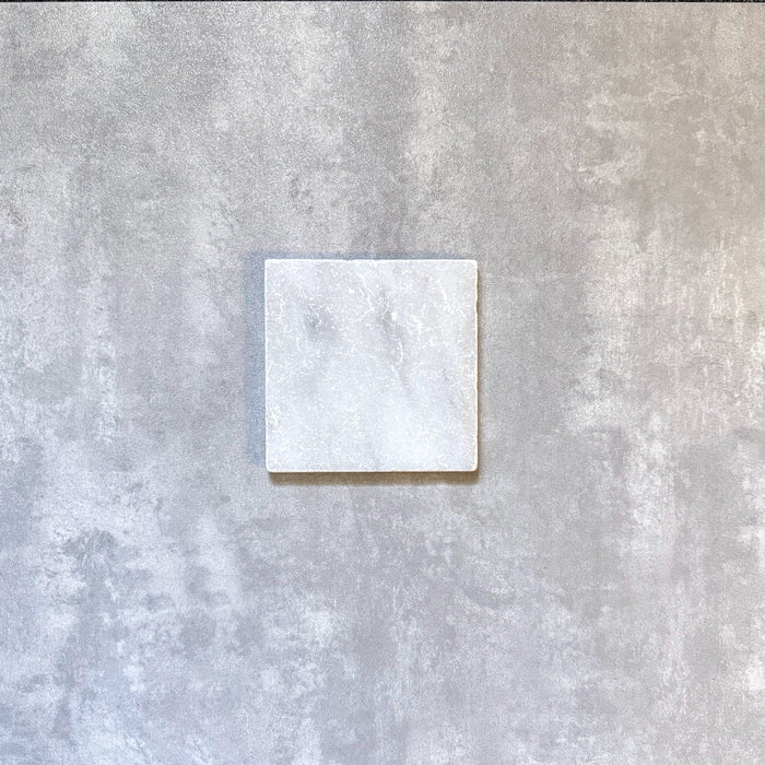 FULL TILE SAMPLE Fitzrovia Tumbled White Marble Tile | 15cm x 15cm