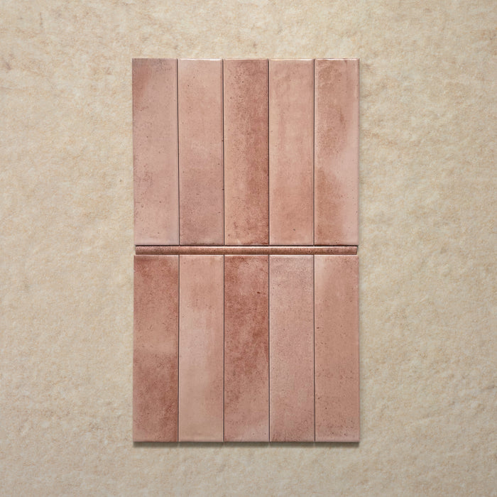 Izmir  Tusk Rose Gloss Pencil Bullnose Border Tile 1.2cm x 30cm