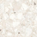 Close-up of Venetian Ivory 60cm x 60cm terrazzo effect polished porcelain tile, featuring soft ivory, cream and beige tones with natural stone-inspired aggregates for elegant contemporary wall and floor designs.