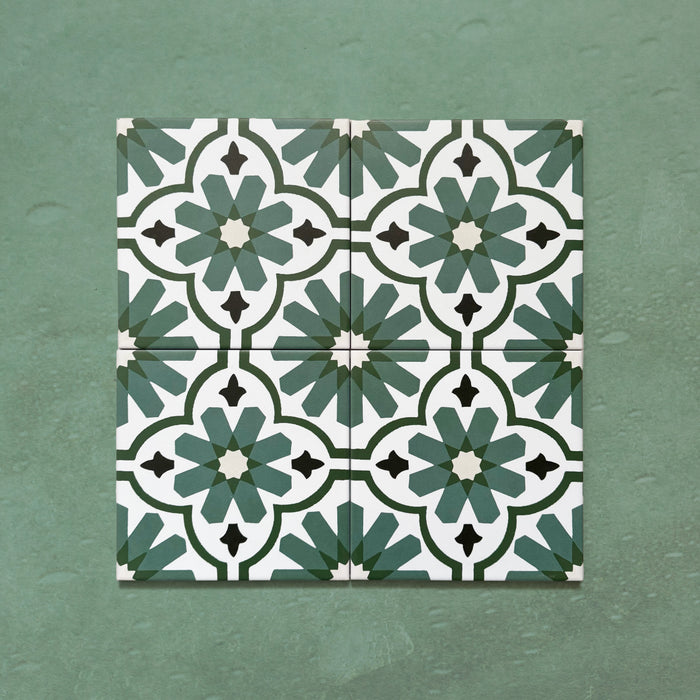 Clarence House Verde Green | Victorian Moroccan Style | 20cm x 20cm