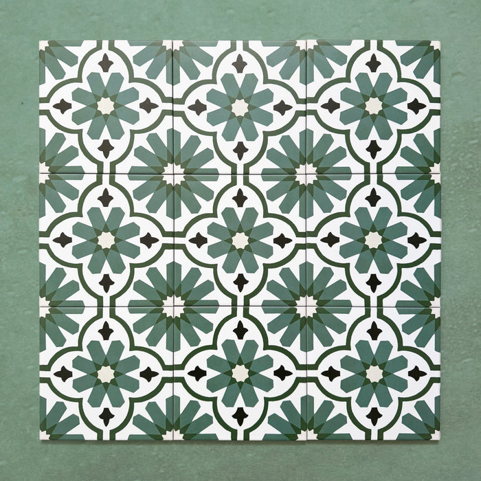 Clarence House Verde Green | Victorian Moroccan Style | 20cm x 20cm