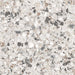Close-up of the Vito Moonstone 60x60cm terrazzo style porcelain tile, featuring a soft light grey base with a blend of white, silver, charcoal and taupe stone fragments. The realistic 4D brushed finish enhances the texture and depth, creating an authentic terrazzo effect.
