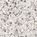 Close-up of the Vito Moonstone 60x60cm terrazzo style porcelain tile, featuring a soft light grey base with a blend of white, silver, charcoal and taupe stone fragments. The realistic 4D brushed finish enhances the texture and depth, creating an authentic terrazzo effect.