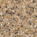 Close-up of the Vito Umbar 60x60cm terrazzo style porcelain tile, featuring a rich warm amber-brown base with a blend of ochre, cream, rust, charcoal and soft grey stone fragments. The realistic 4D brushed finish enhances the texture and depth, creating an authentic terrazzo effect.