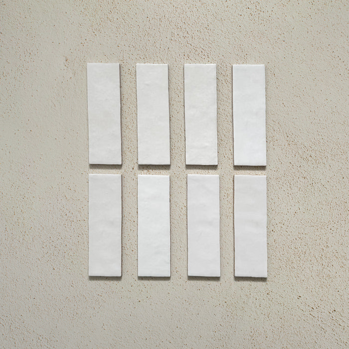 Zellij White Gloss Brick | Moroccan Style | 6.5cm x 20cm