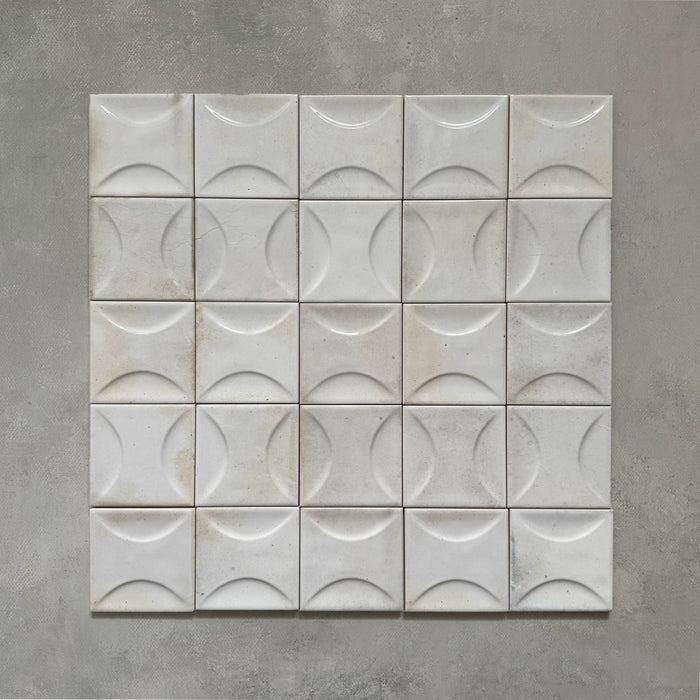 Beijing White Decor Square | Wall Tile | Moroccan Style | 10cm x 10cm
