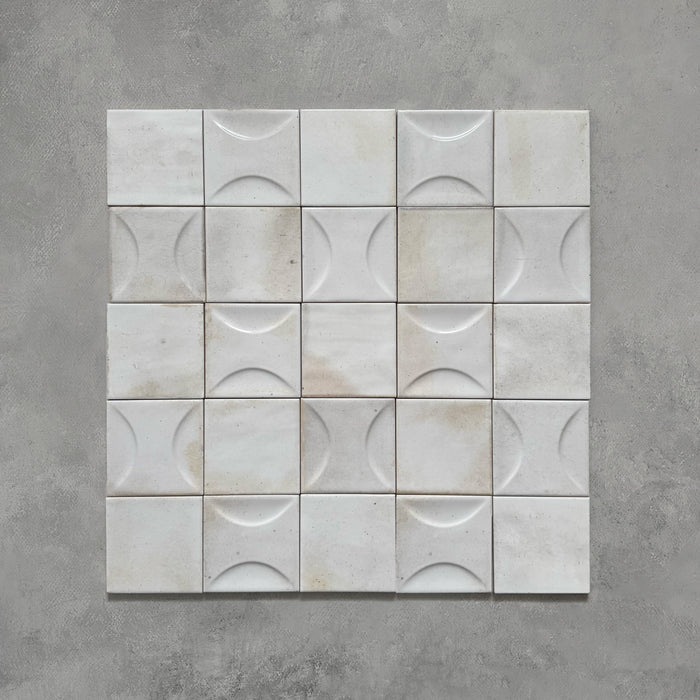 Beijing White Decor Square | Wall Tile | Moroccan Style | 10cm x 10cm