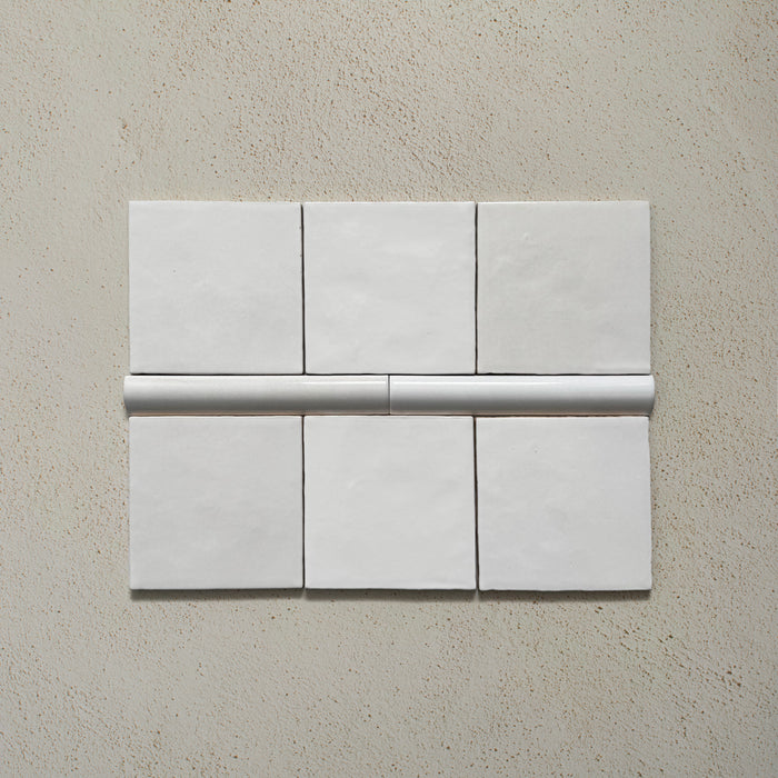 Zellij White Gloss Bullnose | Moroccan Style | 3cm x 20cm